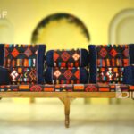 شاه نشین هفت تکه کنار مخمل طرح گبه