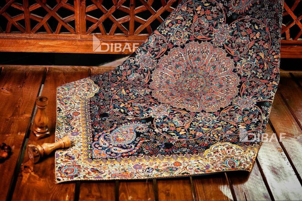 رومیزی ترمه طرح افشار رنگ سرمه ای