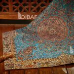 رومیزی ترمه طرح افشار رنگ آبی فیروزه ای