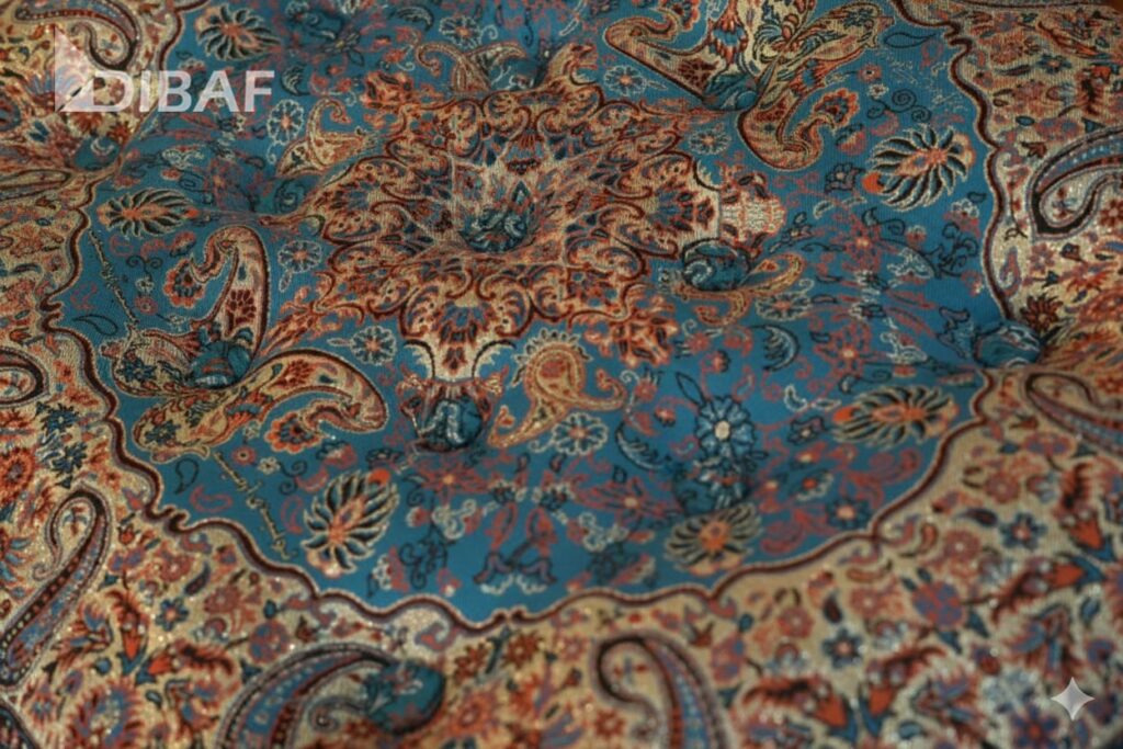 خرید پشتی سنتی ترمه طرح شاهسوند | رنگ آبی