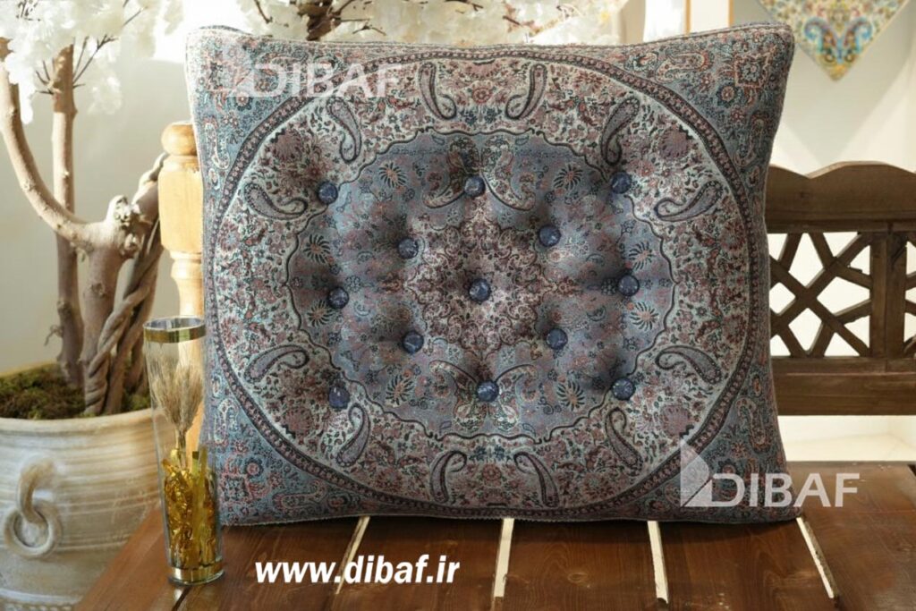 خرید پشتی سنتی ترمه طرح شاهسوند | رنگ طوسی