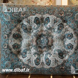 فروش پشتی سنتی ترمه طرح نیلوفر | رنگ نقره ای