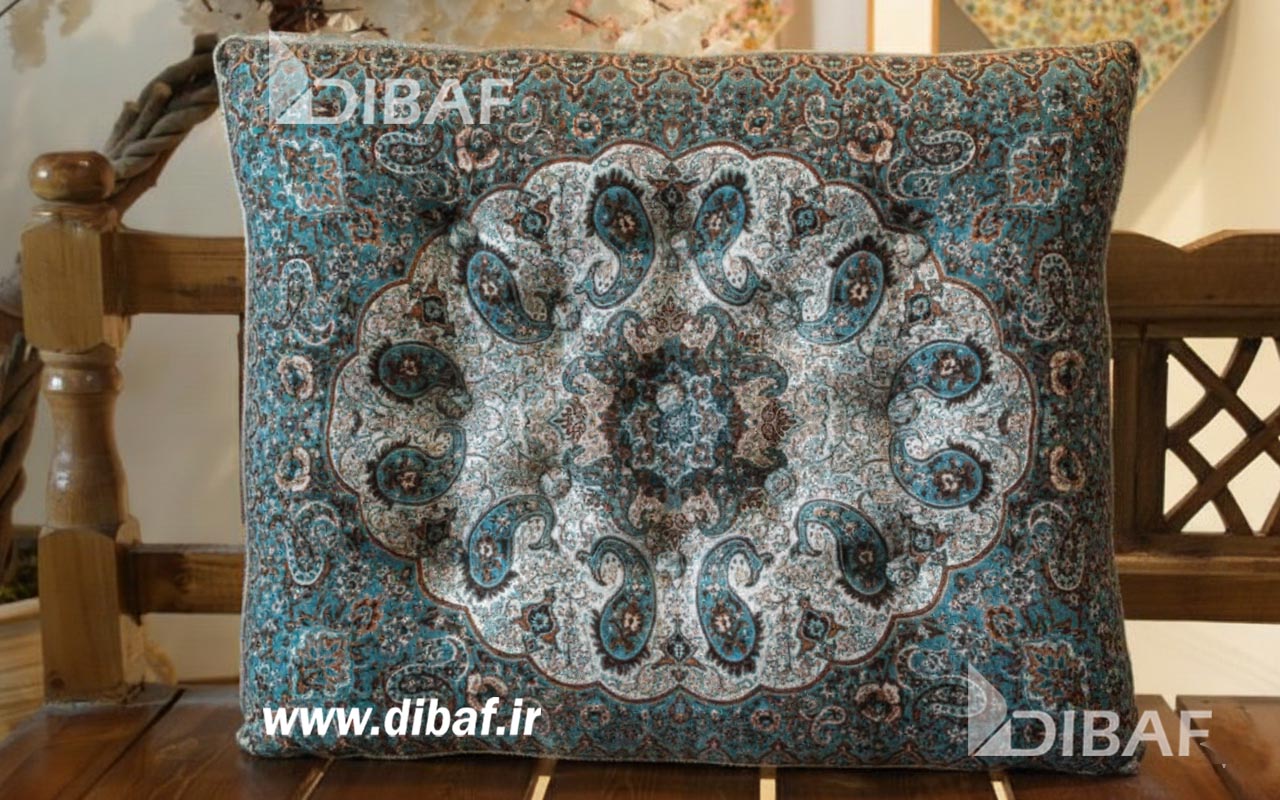 نیلوفر نقره ای فروش پشتی سنتی ترمه طرح نیلوفر | رنگ نقره ای