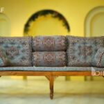 شاه‌نشین هفت‌تکه سنتی طرح شقایق رنگ طوسی