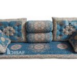 پشتی سنتی شاه‌نشین ترمه طرح افشار | ست ۷ تکه آبی درباری