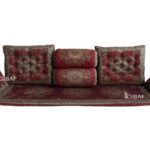 پشتی سنتی شاه‌نشین ترمه طرح افشار | ست ۷ تکه قرمز