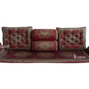 پشتی سنتی شاه‌نشین ترمه طرح افشار | ست ۷ تکه قرمز