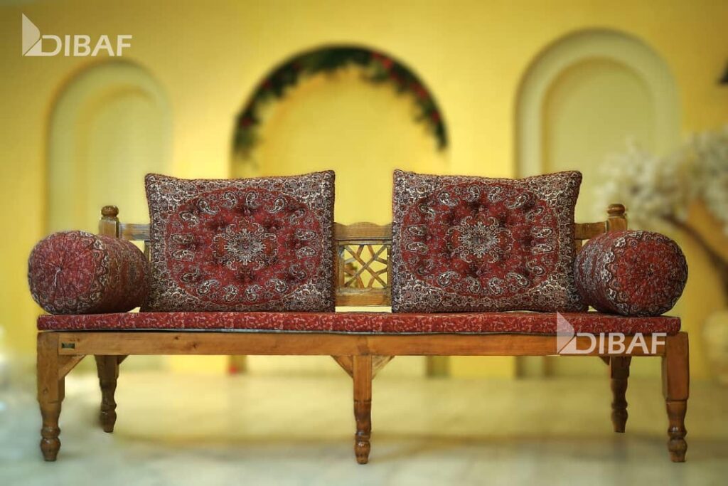 شاه نشین پنج تکه طرح شقایق رنگ قرمز